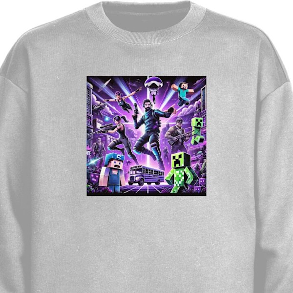 Sweatshirt til Voksne | Klassisk Collegebluse Fortnite vs Mine grå XXL