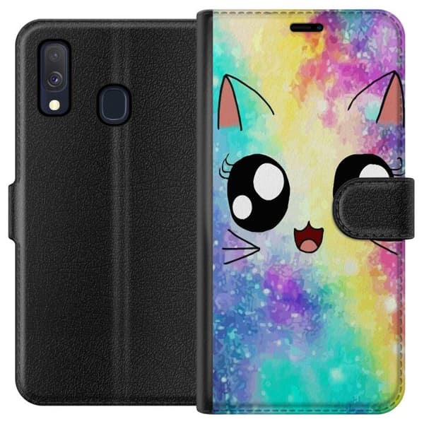 Kompatibel Tegnebogsetui til Samsung Galaxy A40 Sød Kat Galaxy