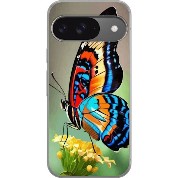 Google Pixel 9 Pro Genomskinligt Skal Fjäril Natur Sommar Motiv Vingar Färgstark Design Populär Dekor Grafiskt Exotiskt Tema
