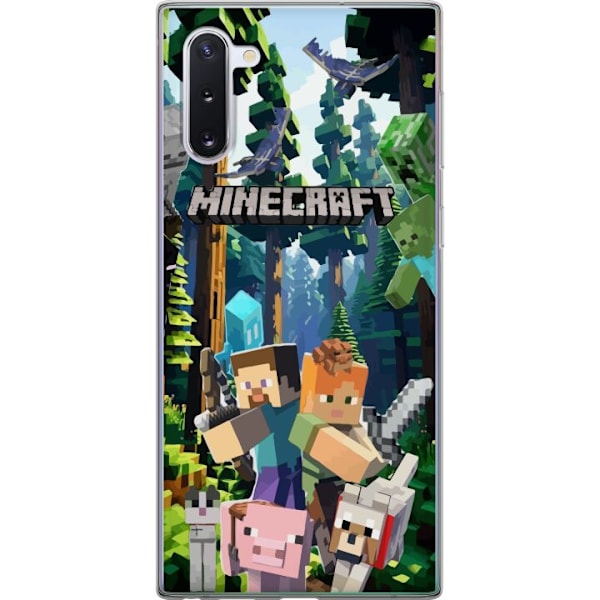 Samsung Galaxy Note10 Läpinäkyvä kuori Minecraft-matkapuhelinkotelo metsällä ja pikselityylisillä hahmoilla