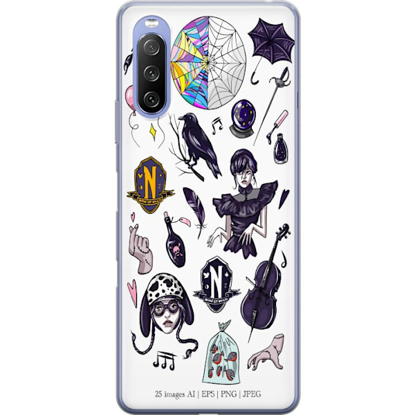 Sony Xperia 10 III Lite Genomskinligt Skal Wednesday Stickers