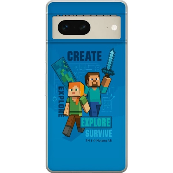 Google Pixel 7 Läpinäkyvä kuori Minecraft Luolastot
