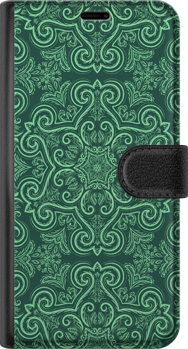 Kompatibelt Plånboksfodral till Samsung Galaxy S21 Gröna ornament grön