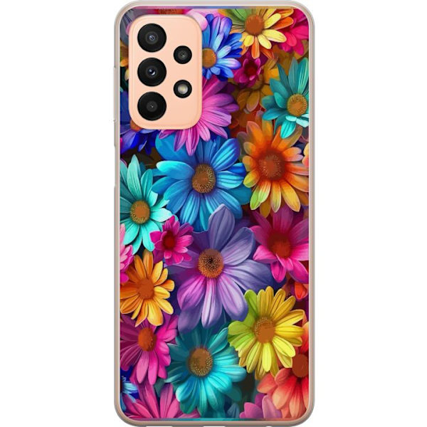 Samsung Galaxy A23 Genomskinligt Skal Gerbera Blommor Färgglad Dekor Blommotiv Populärt Heminredning Färg Rik Väggkonst Design