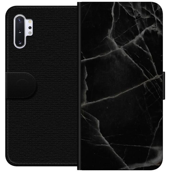 Samsung Galaxy Note10+ Tegnebogsetui Sort marmor