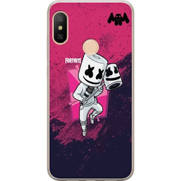 Xiaomi Redmi 6 Pro Läpinäkyvä kuori Marshmello Fortnite Skin Emote Gaming DJ Hahmo Suosittu Aihe Lapsi Nuori Trendi