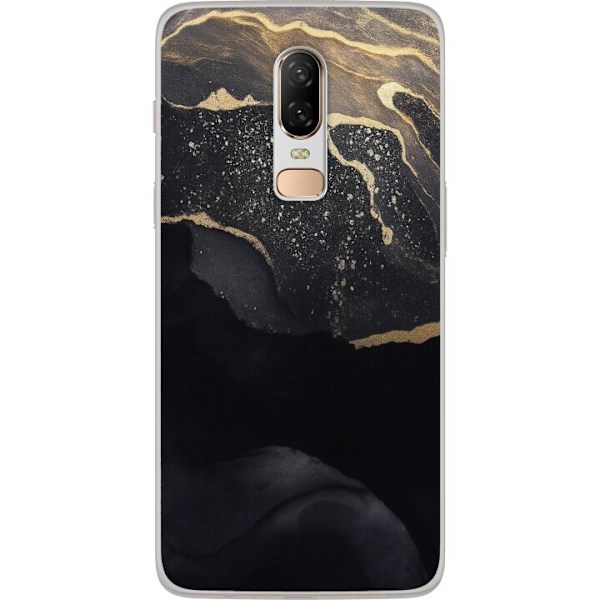 OnePlus 6 Genomskinligt Skal Svart guld abstrakt