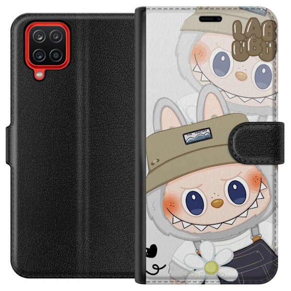 Samsung Galaxy A12 Tegnebogsetui Labubu Minimal Mood - Enkel og stilren monsterdesign