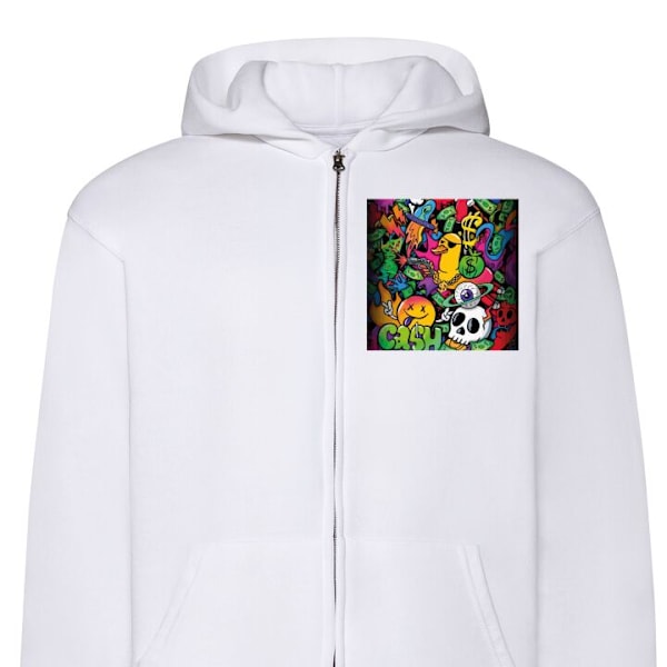 Zip-Hoodie | Hættetrøje med Lynlås til Voksne Klistremerker hvid L