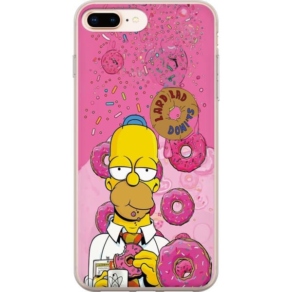 Kompatibel Mobilcover til Apple iPhone 7 Plus Homer Simpson spiser lyserøde donuts mod en farverig baggrund pink