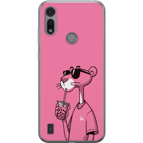 Motorola Moto E6i Gennemsigtig cover Pink Panther Drink