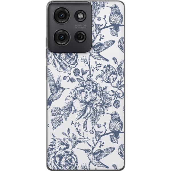 Motorola Moto G75 Gennemsigtig cover Blomster & Fugle - Romant