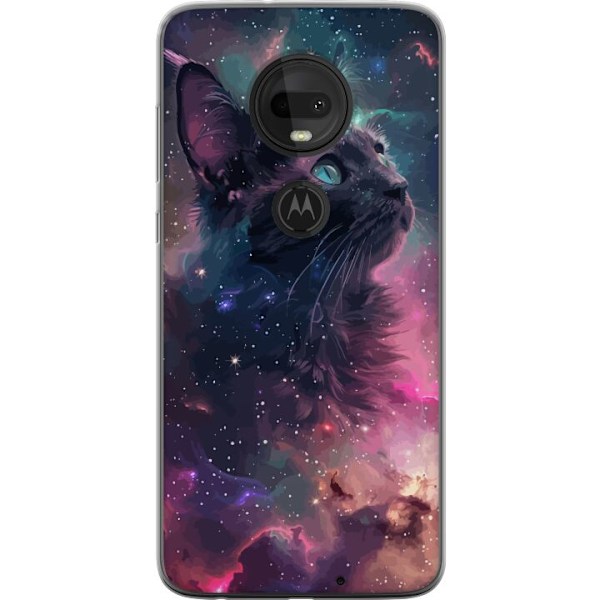 Motorola Moto G7 Gennemsigtig cover Katten i Galaksen