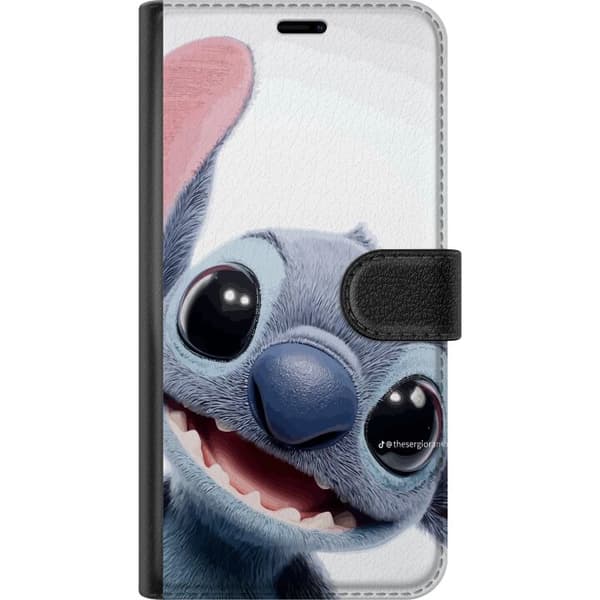 Kompatibel Tegnebogsetui til Google Pixel 10 Pro Glad blå fantasivæsen med store sorte øjne og stort smil mod lys baggrund blå