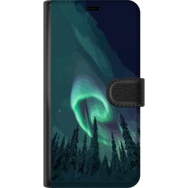 Kompatibel Tegnebogsetui til Xiaomi Redmi Note 15 Pro+ Norrsken över vinterlandskap grøn