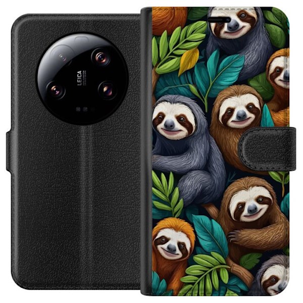 Xiaomi 13 Ultra Tegnebogsetui Sengångarstil - afslappet motiv med sød dovendyr