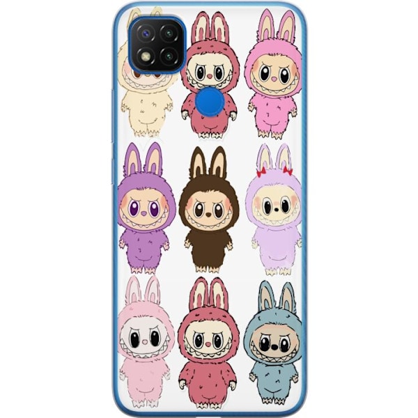 Xiaomi Redmi 9C Genomskinligt Skal Labubu Pink Monster – Popkonst med Kawaii-touch