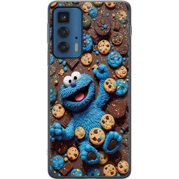 Kompatibelt Mobilskal till Motorola Edge 20 Pro Lekfull blå tecknad figur omgiven av kakor blå