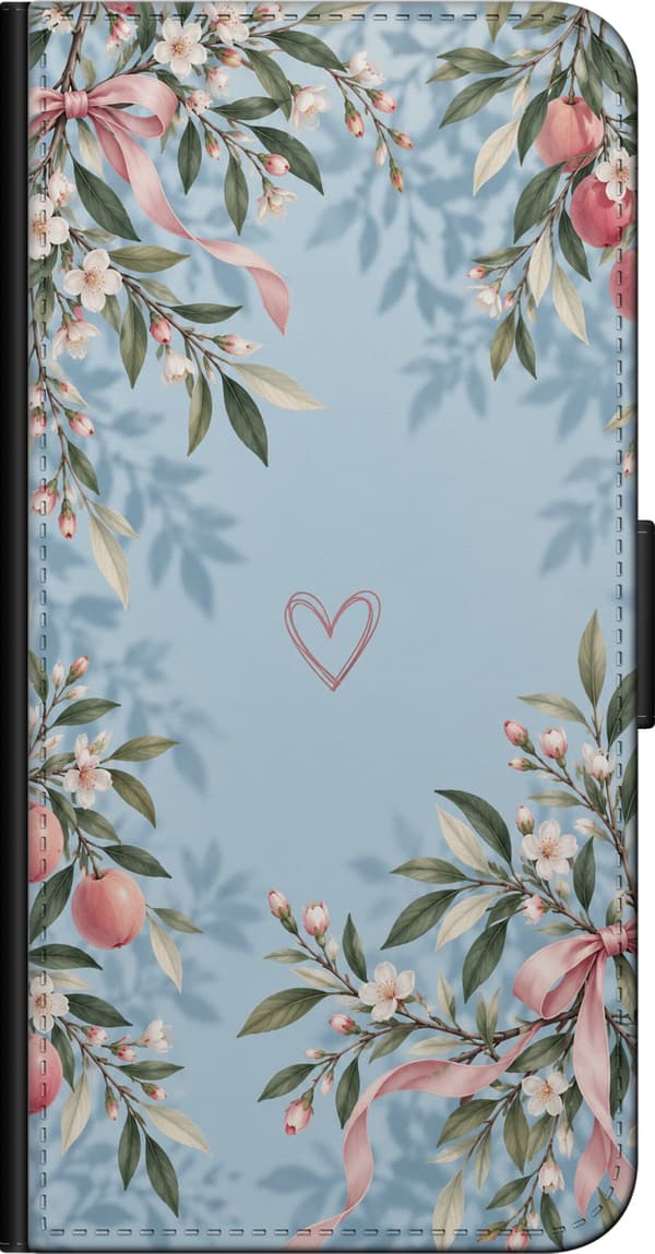 Kompatibelt Lommeboketui til OnePlus 9 Pro Blomsterhjerte blå