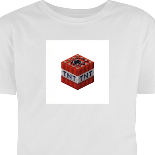 Barn-T-skjorte | Komfortabel T-skjorte for Barn Minecraft TNT hvit 7-8 År