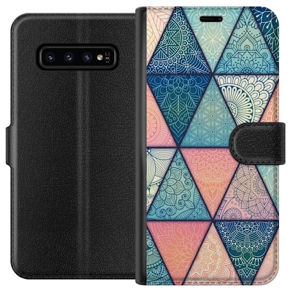 Samsung Galaxy S10 Lompakkokotelo Mandala Kolmiot