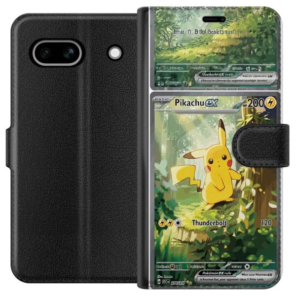 Kompatibelt Plånboksfodral till Google Pixel 7a Pikachu grön