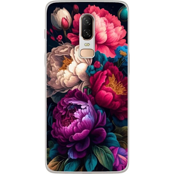 OnePlus 6 Gjennomsiktig deksel Färgglada blommor