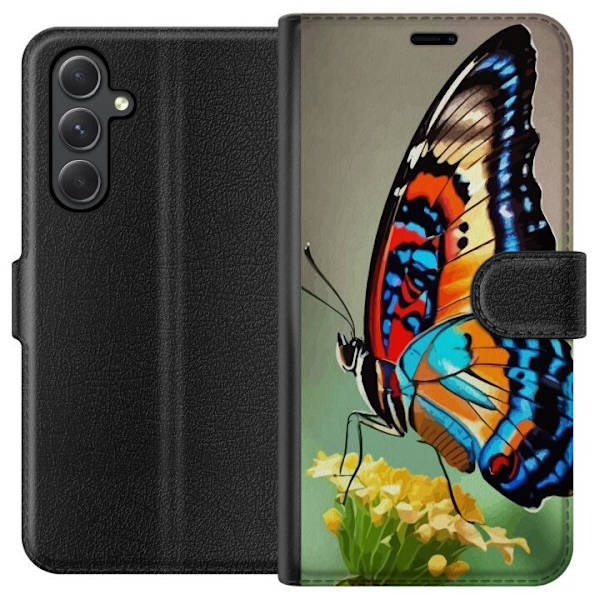 Samsung Galaxy A35 Plånboksfodral Fjäril Natur Sommar Motiv Vingar Färgstark Design Populär Dekor Grafiskt Exotiskt Tema