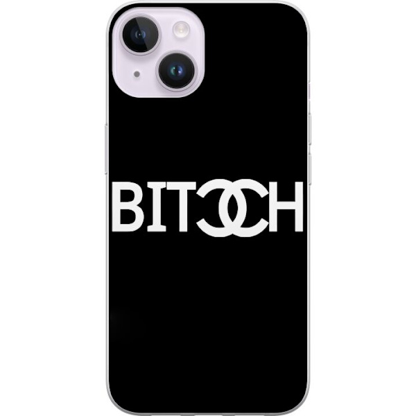 Apple iPhone 14 Genomskinligt Skal Bitch Chanel Inspirerad Streetstyle Mode Textmotiv Trend Fashion Ikonisk Stil Urban Design
