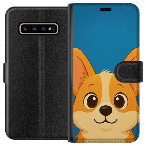 Kompatibelt Lommeboketui til Samsung Galaxy S10+ Hello Corgi
