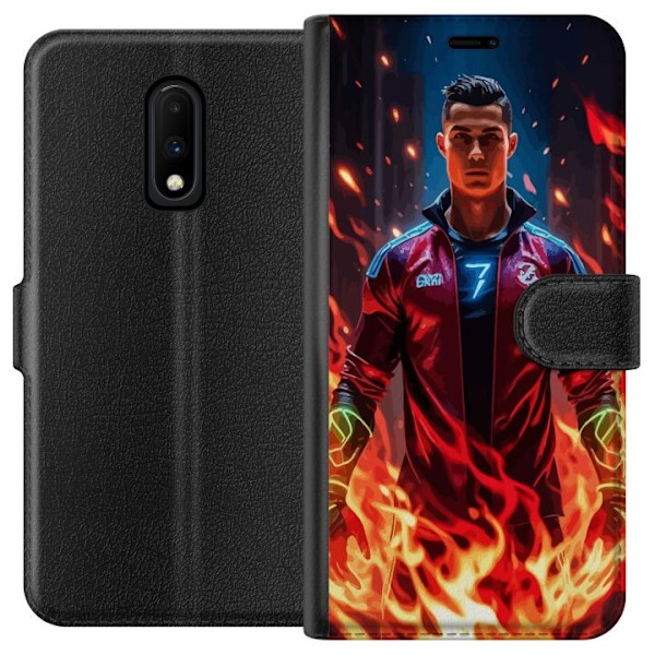 OnePlus 7 Tegnebogsetui Ronaldo Inferno - fodboldhelt i flamme