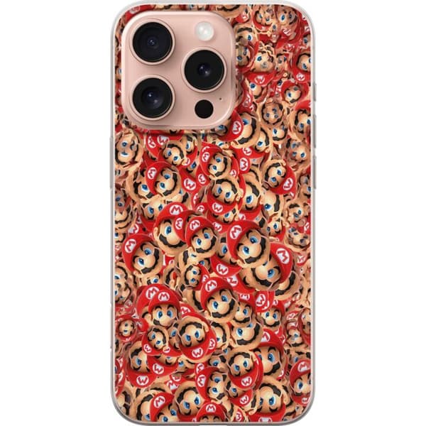 Kompatibelt Mobildeksel til Apple iPhone 16 Pro Super Mario mönster rød