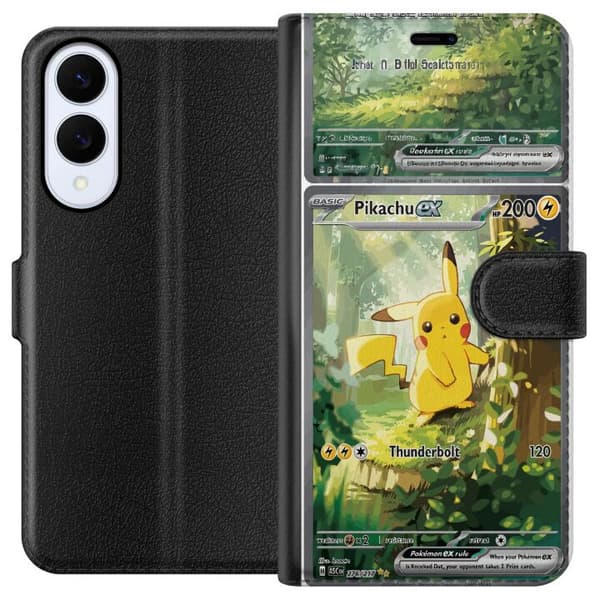 Kompatibelt Plånboksfodral till Samsung Galaxy S25 Edge Pikachu grön