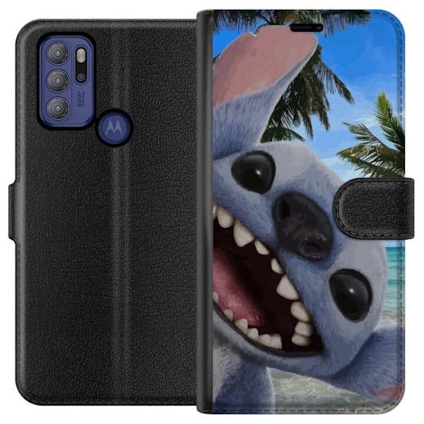 Motorola Moto G60S Tegnebogsetui Stitch-telefonetaske med palmer i sødt venskabsdesign.