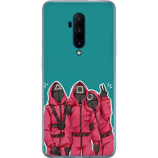OnePlus 7T Pro Genomskinligt Skal Squid Game Karaktärer Grafisk Design Seriefigurer Populär TV Motiv Asiatisk Stil Spännande Trend
