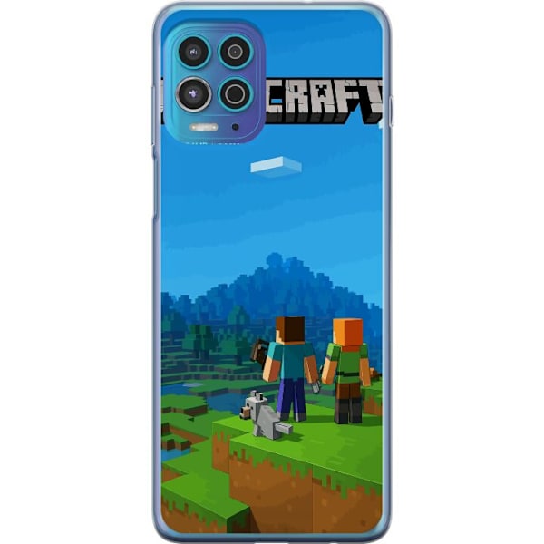 Motorola Moto G100 Genomskinligt Skal Minecraft Key Art