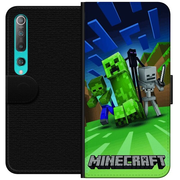 Xiaomi Mi 10 5G Tegnebogsetui Minecraft Creeper mobilskal i klassisk grön pixelstil