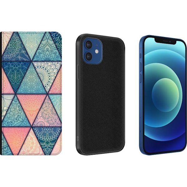 Apple iPhone 12  Lompakkokotelo Mandala Kolmiot