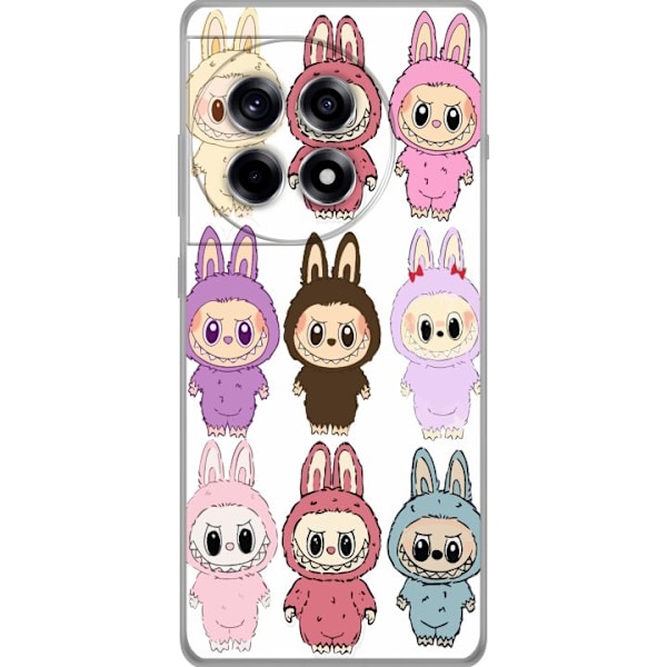 OnePlus 12R Genomskinligt Skal Labubu Pink Monster – Popkonst med Kawaii-touch