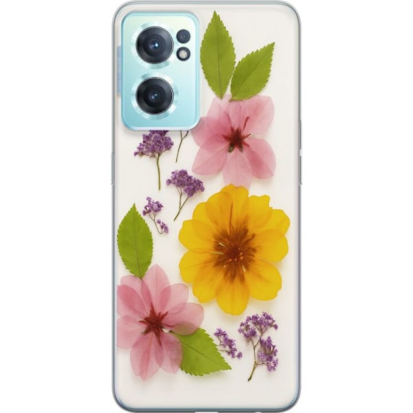 OnePlus Nord CE 2 5G Genomskinligt Skal Pressade blommor