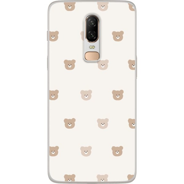 OnePlus 6 Läpinäkyvä kuori Teddy-tausta - söpöt teddykarh