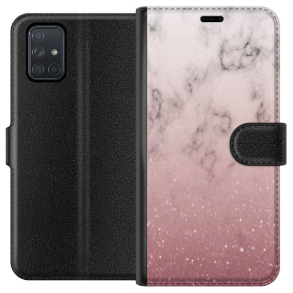 Samsung Galaxy A71 Lompakkokotelo Pehmeä pinkki marmori