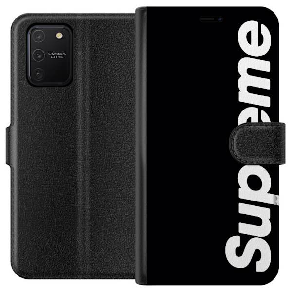 Samsung Galaxy S10 Lite Plånboksfodral Supreme Svart Vit Streetwear Design Klassisk Modeikon Trend Urban Stil Grafiskt Motiv Populär