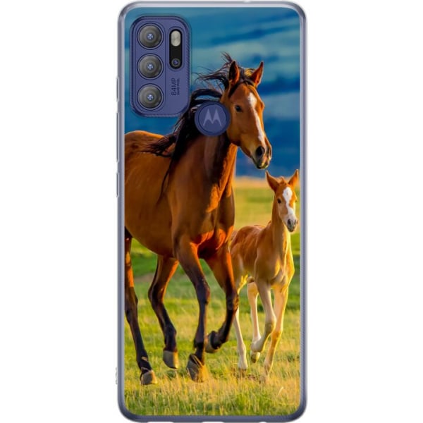 Motorola Moto G60S Gennemsigtig cover Løbende heste