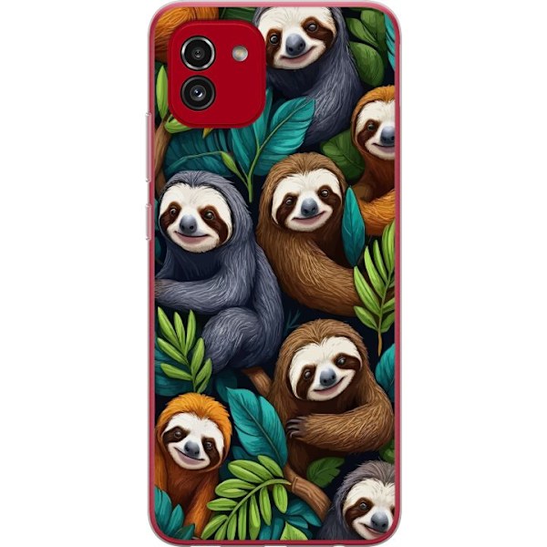 Samsung Galaxy A03 Gennemsigtig cover Sengångarstil - afslappet motiv med sød dovendyr