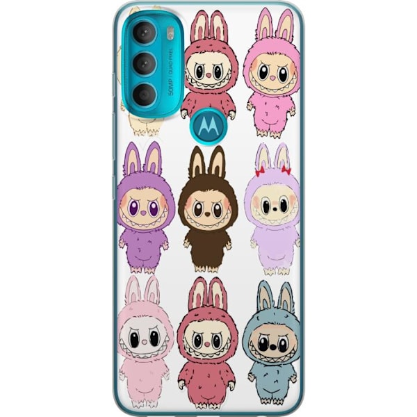 Motorola Moto G71 5G Läpinäkyvä kuori Labubu Pink Monster -