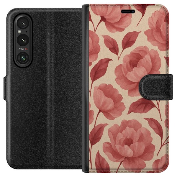 Sony Xperia 1 V Tegnebogsetui Roseblomst