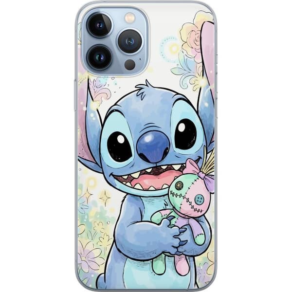 Kompatibelt Mobildeksel til Apple iPhone 13 Pro Max Stitch holder en liten patchworkdukke blant pastellblomster og glitrende mønstre