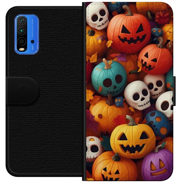 Xiaomi Redmi Note 9 4G Tegnebogsetui Halloween mønster 2024