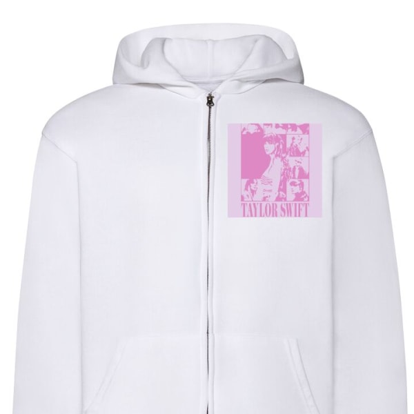 Zip Hoodie Taylor Swift - Pink vit XXL